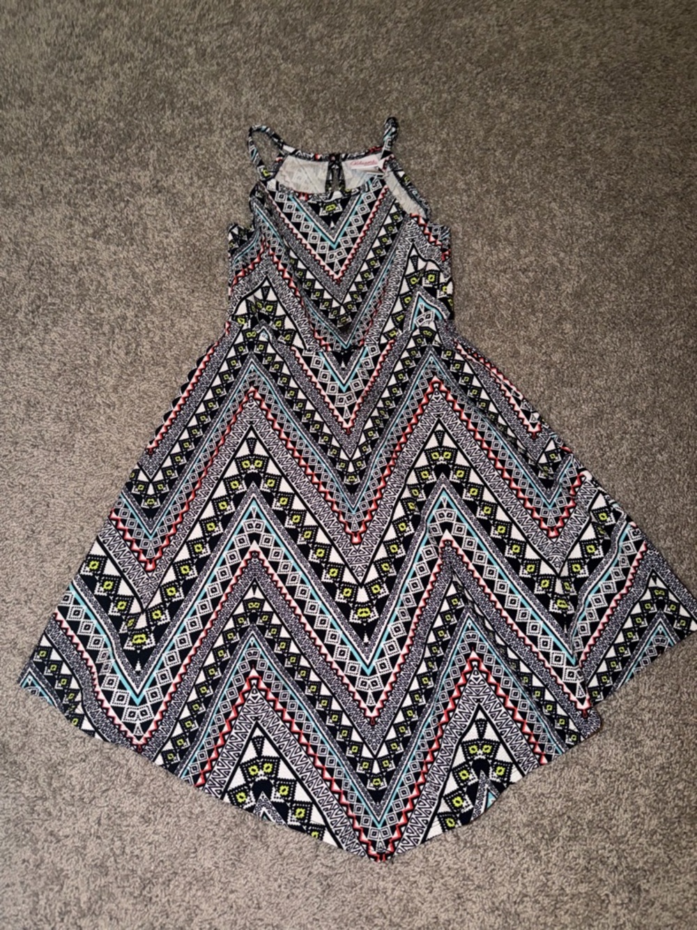 bloom Multicolor Chevron Tank Dress - Black, White, Red, Blue, Yellow